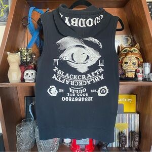 Blackcraft Cult - Black Sleeveless Goodbye Ouija Zip Up Hoodie - Small Unisex